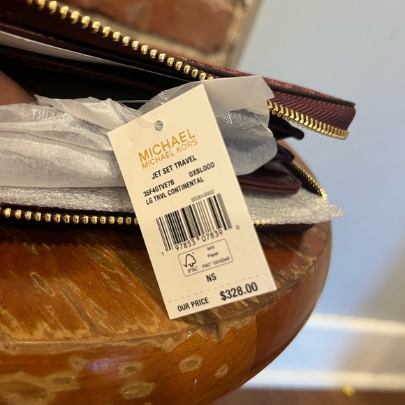 NWT Michael Kors Large Jet Set Wallet/Wristlet/Clutch Ox Blood Rogue Sombre MK - Picture 9 of 16